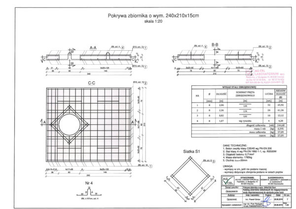 P Yta Najazdowa Wzmocniona Do Szamba M Rysunek Techniczny Szamba